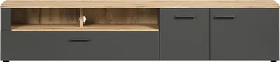 Produktbild von trendteam Wohnen Esteban TV-Lowboard, Anthrazit Melamin/ Evoke Oak Melamin, B/H/T: 210/43/41 cm