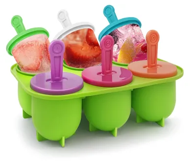 Immagine prodotto di Stampi in silicone per gelati, mini gelati con 6 cavità e bastoncini riutilizzabili
