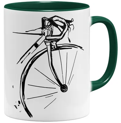 Keramikbecher Retro Bike Cup 325 ml grün lustiges Motiv