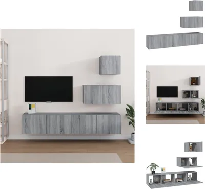 Produktbild von vidaXL 4-tlg. TV-Schrank-Set Grau Sonoma Holzwerkstoff -  TV-Möbel