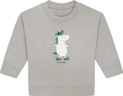 Produktbild von Mr. & Mrs. Panda Organic Baby Pullover Einhorn Joker 12. - 18. Monat - Heather Grey - Geschenk, Hofnarr, Mittelalter, Bullover, Einhörner, Kasper, Unicorn