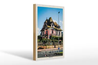 Produktbild von Holzschild Reise 20x30cm Deauville Frankreich Historisches Haus