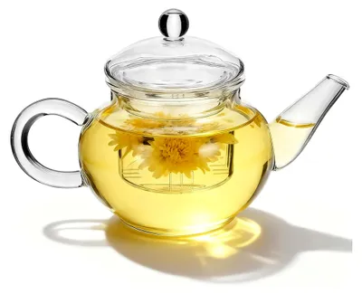 Produktbild von Teekanne aus Glas mit Siebeinsatz, 250 ml, hitzebeständig, transparent, leicht zu reinigen für Zuhause und Büro
