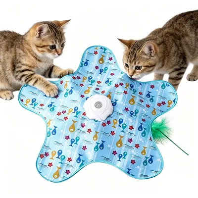 Produktbild von Automatische Katzenspielmatte mit beweglichem Federköder, 62 cm – interaktives Jagdspiel mit einstellbarer Geschwindigkeit, Berührungssensor und USB-C
