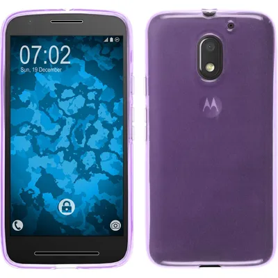 Produktbild von PhoneNatic Case kompatibel mit Lenovo Moto E3 - lila Silikon Hülle transparent + 2 Schutzfolien