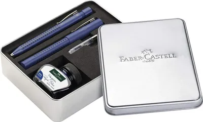 Produktbild von Faber-Castell 201506 - Gripset 2011 - Grip Füllfederhalter M - Kugelschreiber - Inklusive Tinte und Konverter - Blau