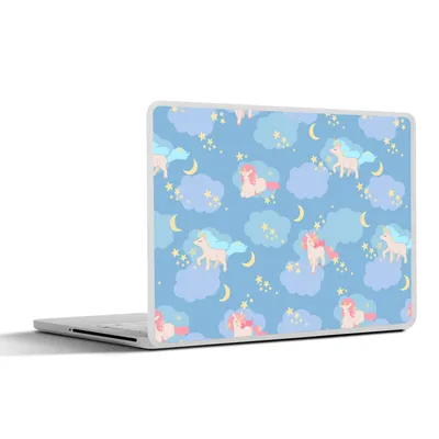 Produktbild von MuchoWow® Laptop Aufkleber Sticker Cover Einhorn - Muster - Sternenhimmel 30x22 cm - Laptop-Sticker