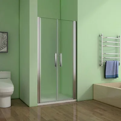 Produktbild von doppeltür B.95 x H.195cm Duschkabine Duschabtrennung Nischentür Dusche Milchglas mit Glasschutzfolie Schwingtür Duschtür