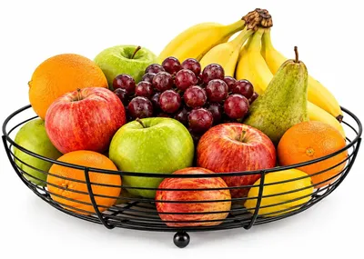 Metall-Fruitschale schwarz, 29 cm, dekorativer Drahtkorb