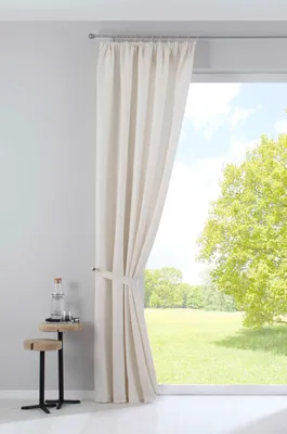 Produktbild von Vorhang mit Jacquardmusterung und Effektgarn HxB 254x140 cm Creme »Sivas« Blickdicht verdeckte Schlaufen und Kräuselband Moderne Optik, 20190350