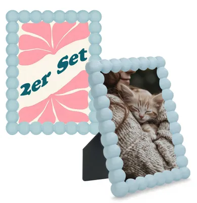 Immagine prodotto di Set di cornici 10 x 15 cm con design a bolle d'aria e cornice decorativa in blu pastello