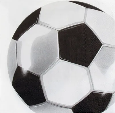 Image de Serviettes de table décoratives pour fête, motif football, 20 pièces, noir et blanc, 33 x 33 cm -