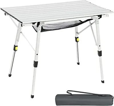 Produktbild von Portal Campingtisch faltbar Höhenverstellbar Klapptisch Aluminium 90 x 53cm für 4 Personen leicht Camping klappbarer Falttisch
