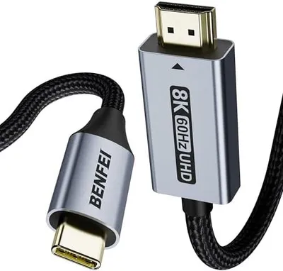 Zdjęcie produktu dla BENFEI Kabel USB-C na HDMI 8K, 1,8 m (8K@60Hz, 4K@240Hz/165Hz/144Hz/120Hz), kabel USB typu C na HDMI [kompatybilny z Thunderbolt 4/3]
