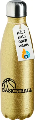 Produktbild von Huuraa Trinkflasche Basketball Ball 500ml Gold Edelstahl Wasserflasche Trinkflasche Geschenkidee