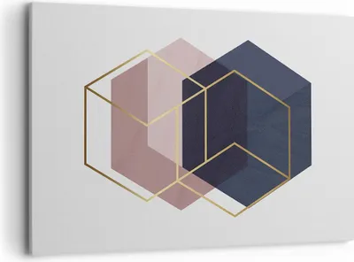 Produktbild von Bild auf Leinwand - Leinwandbild - Einteilig - Sechsecke Modern Gold - 120x80cm - Wand Bild - Wanddeko - Wandbilder - Leinwanddruck - Bilder - Wanddekoration - Leinwand bilder - AA120x80-4691