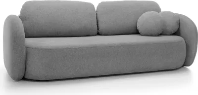 Produktbild von DomoHome Sofa OLIO Schlafsofa mit Bettkasten, Dekokissen, Klappfunktion, Skandinavisches Design, Liegefläche 142x200 cm, Schwarze Beine, Größe: 238x86x101cm, Farbe: DUNKEL GRAU