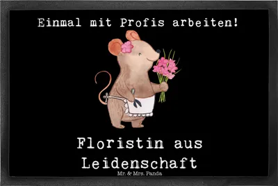 Produktbild von Mr. & Mrs. Panda Bodenvorleger Floristin Leidenschaft 40 x 60 cm - Schwarz - Geschenk, Ausbildung, Schmutzmatte, Schmutzfangteppich, Spruch, fußmatte, Schmutzfangmatte
