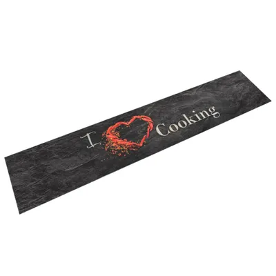 Produktbild von The Living Store Küchenteppich Waschbar Cooking Schwarz 60x300 cm Samt