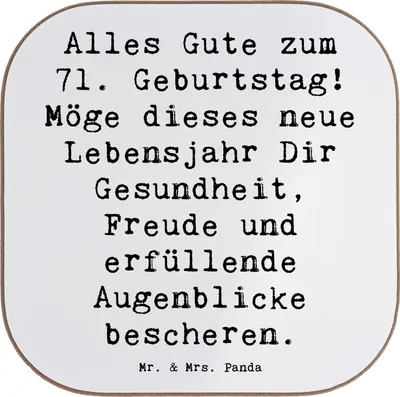 Produktbild von Mr. & Mrs. Panda Untersetzer für Gläser Spruch 71. Geburtstag - Weiß - Geschenk, bieruntersetzer, Happy Birthday, Geburtstagsgeschenk, gläseruntersetzer, Geburtstagsfeier