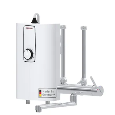 Produktbild von STIEBEL ELTRON elektronischer Kompakt-Durchlauferhitzer DCE 11/13 H + MEKD Armatur für die Küche, Festanschluss 400 V, solargeeignet, Übertischmontage, 205967