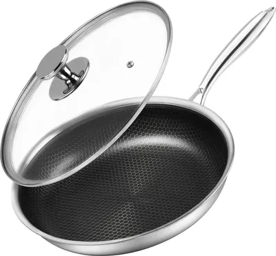 Image de Innerwell poêle à frire 24 cm avec couvercle tri-ply acier inoxydable poêle à induction