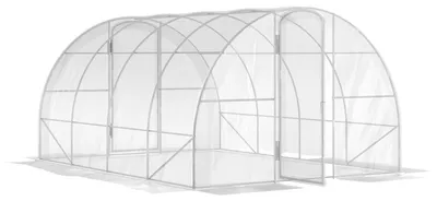 Image de Serre de jardin tunnel 4 x 3 x 2 m 12 m2 avec 2 portes š€ charniššres bache en PE 150 g/m2 pour LšŠgumes Plantes Fleurs