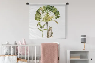 Produktbild von MuchoWow® Wandteppich Wandbehang Dschungel - Kakadu - Leopard 90x90 cm Tapisserie Dekoration Wandtuch - Wandaufhänger