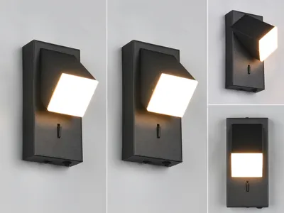 Produktbild von 2er SET LED Innen Wandleuchten schwenkbar mit Schalter, Schwarz, Höhe 15cm