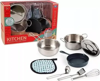 Image de Ensemble de casseroles en métal avec accessoires