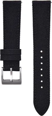 Produktbild von CHROONOO Segeltuch Uhrenarmband - Schwarz, 22 mm, Silber gebürstet