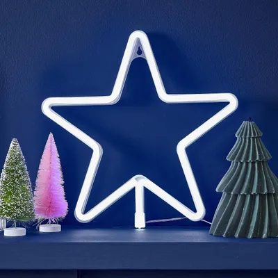 Weihnachtsstern Neon-Deko, weiß, 27,5x28 cm, 1 Stück