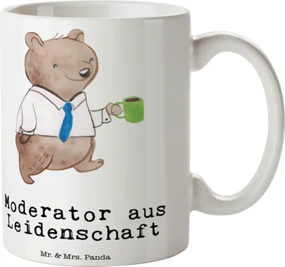 Produktbild von Mr. & Mrs. Panda Kaffeebecher Moderator Leidenschaft - Weiß - Geschenk, Becher, Tasse, Kaffeetasse, Geschenktasse, haferl, Teetasse