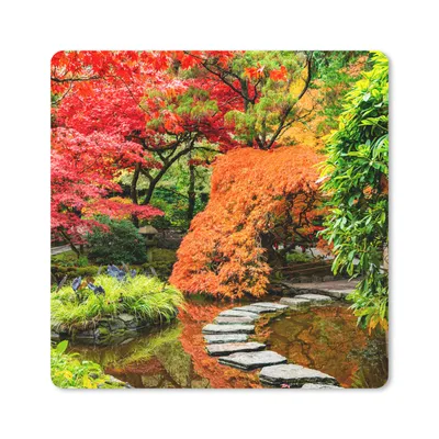 Produktbild von MuchoWow® Mauspad Mousepad Bäume - Japanisch - Steine - Weg - Natur 20x20 cm - Mousepads - Maus Mat - Pad - Mausunterlage - Desk Mat - Bureauartikeln