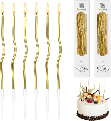 Immagine prodotto di Candeline per torte di compleanno - Candeline a spirale con supporti, ideali per decorare torte per compleanni, matrimoni e feste