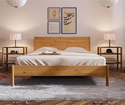 Produktbild von Schlafzimmer Set 3-teilig PORI-165 mit Bett 180x200 in Wildeiche massiv geölt