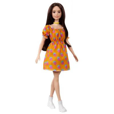 Immagine prodotto di Barbie Fashionistas con un abito a pois fuori dalle spalle