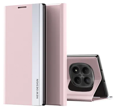 Obrázek produktu pro Pouzdro pro Xiaomi Redmi Note 15 Pro 5G MagnetickéPolyuretanKožené Pouzdro s Funkcí Stojánku Růžový