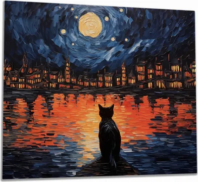 Produktbild von Wallario Herdabdeckplatte aus Glas, Größe 60 x 52 cm 1-teilig, Motiv Blick eines Nachtwächters