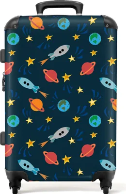 Produktbild von NoBoringSuitcases.com® Großer Koffer - Weltraum - Planeten - Jungen - Rakete - Sterne - Kombinationsschloss TSA - Hartschalen Trolley 4 Rollen - 72 liter - Reisekoffer - 66 cmKoffer Mittelgroß 67x43x25 cm, 72L,