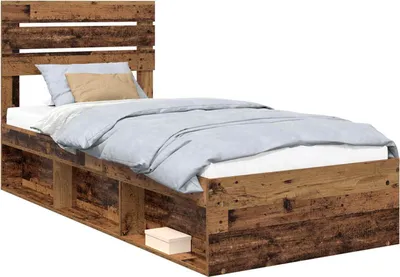 Image de vidaXL Cadre de lit vieux bois 75 x 190 cm Pin massif