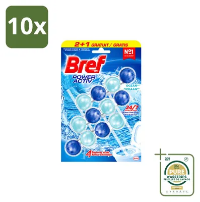 Produktbild von 10 x Bref Power Aktiv Toilettenstein Ocean - 3 x 50 g - Vorratspackung - 10 Stücke