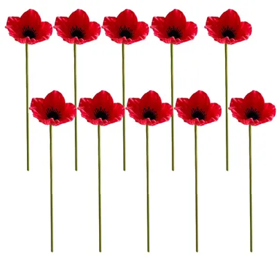 Immagine prodotto di 10 fiori di papavero rossi artificiali per decorazione