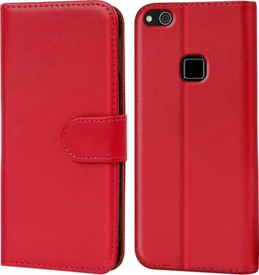 Produktbild von Conie Klapp Tasche für Huawei P10 Lite Kartenfach Rundumschutz Hülle in Rot