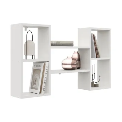 Produktbild von Wandregal Weiß 102x60 cm – modernes Hängeregal mit offenen Fächern – Dekoregal für Wohnzimmer, Schlafzimmer, Büro