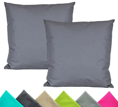 Produktbild von JACK 2er Set 40x40cm Outdoor Kissenhülle Bezug Wasserfest Stuhl Kissen Garten Blaugrau