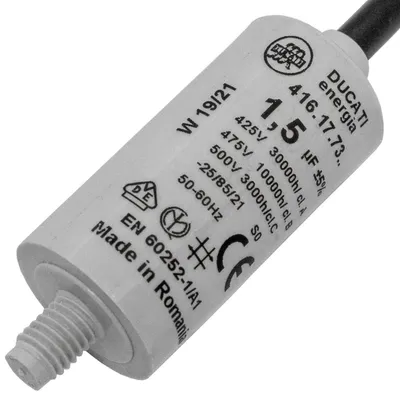Motorstartkondensator 1,5 µF 450 V 25x49 mm mit Kabel