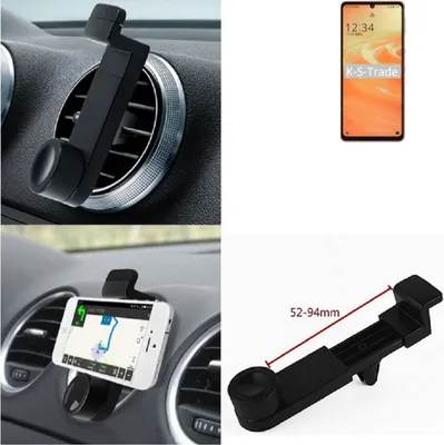 Produktbild von K-S-Trade Lüftungshalterung kompatibel mit Sharp Aquos Sense6s KFZ-Halterung Autohalterung Handy-halterung Lüftungsgitter Lüftungsschlitze Schwarz