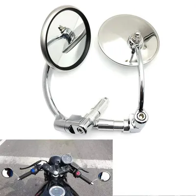 Produktbild von Motorrad Seitenspiegel Chrom Rund Lenkerendspiegel 8,7 cm Durchmesser Aluminium 2er Set