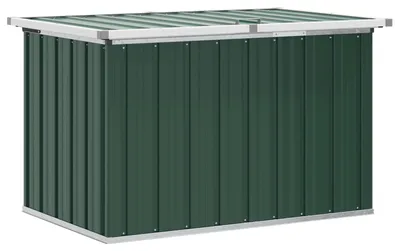 Produktbild von Gartenbox Aufbewahrungsbox, für Kissen Werkzeug Gartengeräte, verzinkter Stahl, wasserabweisend, Klappdeckel, 0,31 m³ Volumen, Grün, 109 x 67 x 65 cm